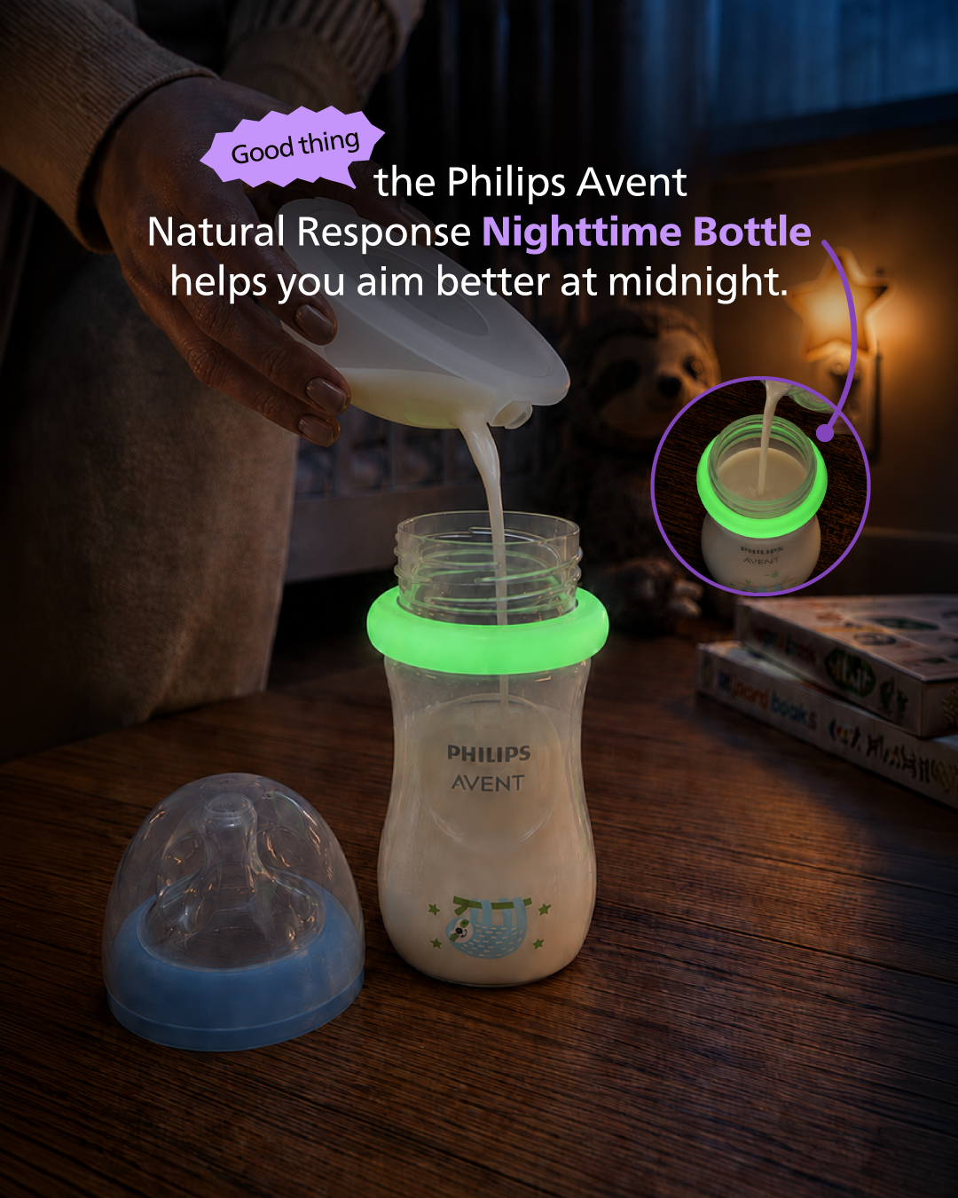 PHILIPS AVENT BOTTLE NATURAL RESPONSE NIGHTTIME 260ML/9OZ