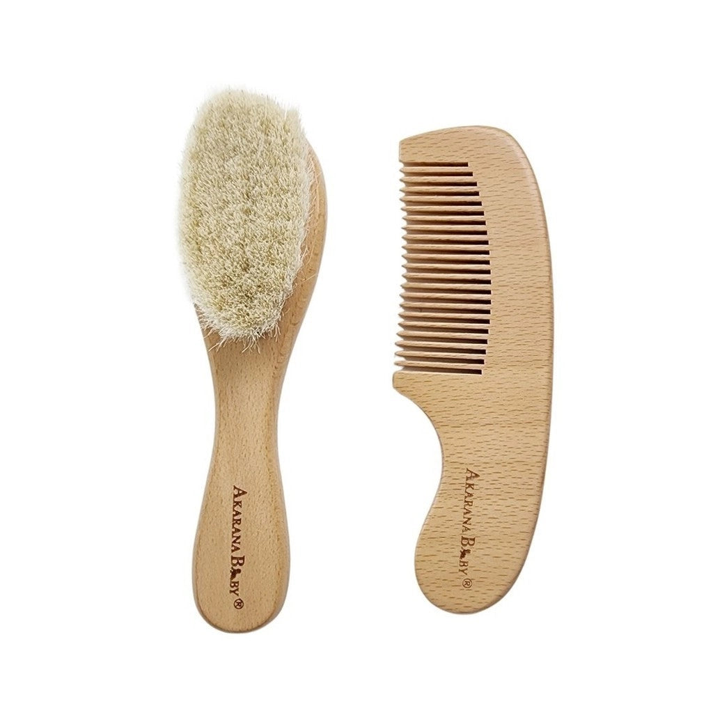 Akarana Baby Goat Wool Baby Hairbrush Set