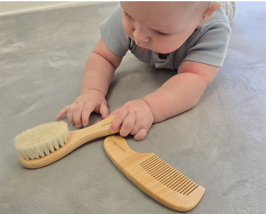 Akarana Baby Goat Wool Baby Hairbrush Set