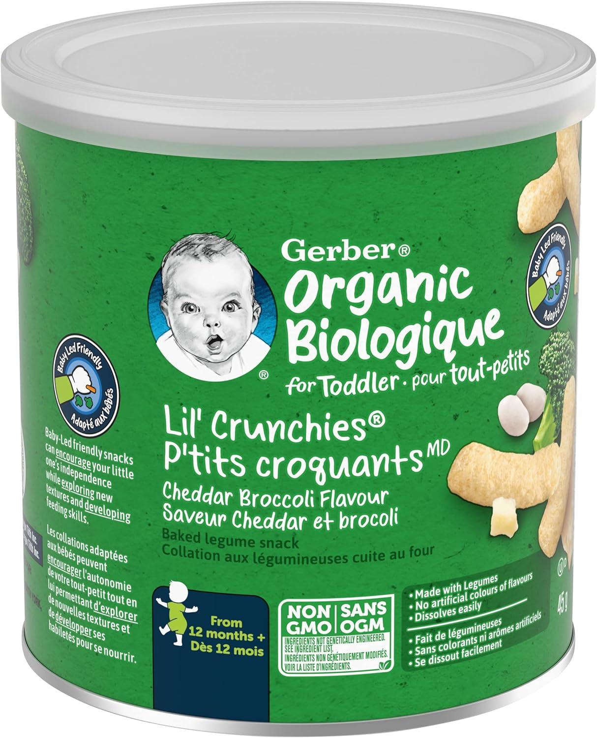 Gerber Organic Lil' Crunchies White Cheddar Brocolli 45g