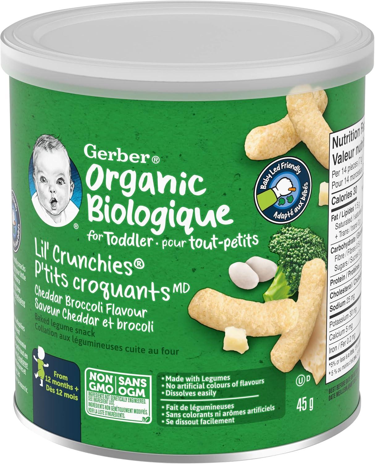 Gerber Organic Lil' Crunchies White Cheddar Brocolli 45g