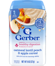 Gerber Probiotic Oatmeal, Lentil, Peach & Apples 227g