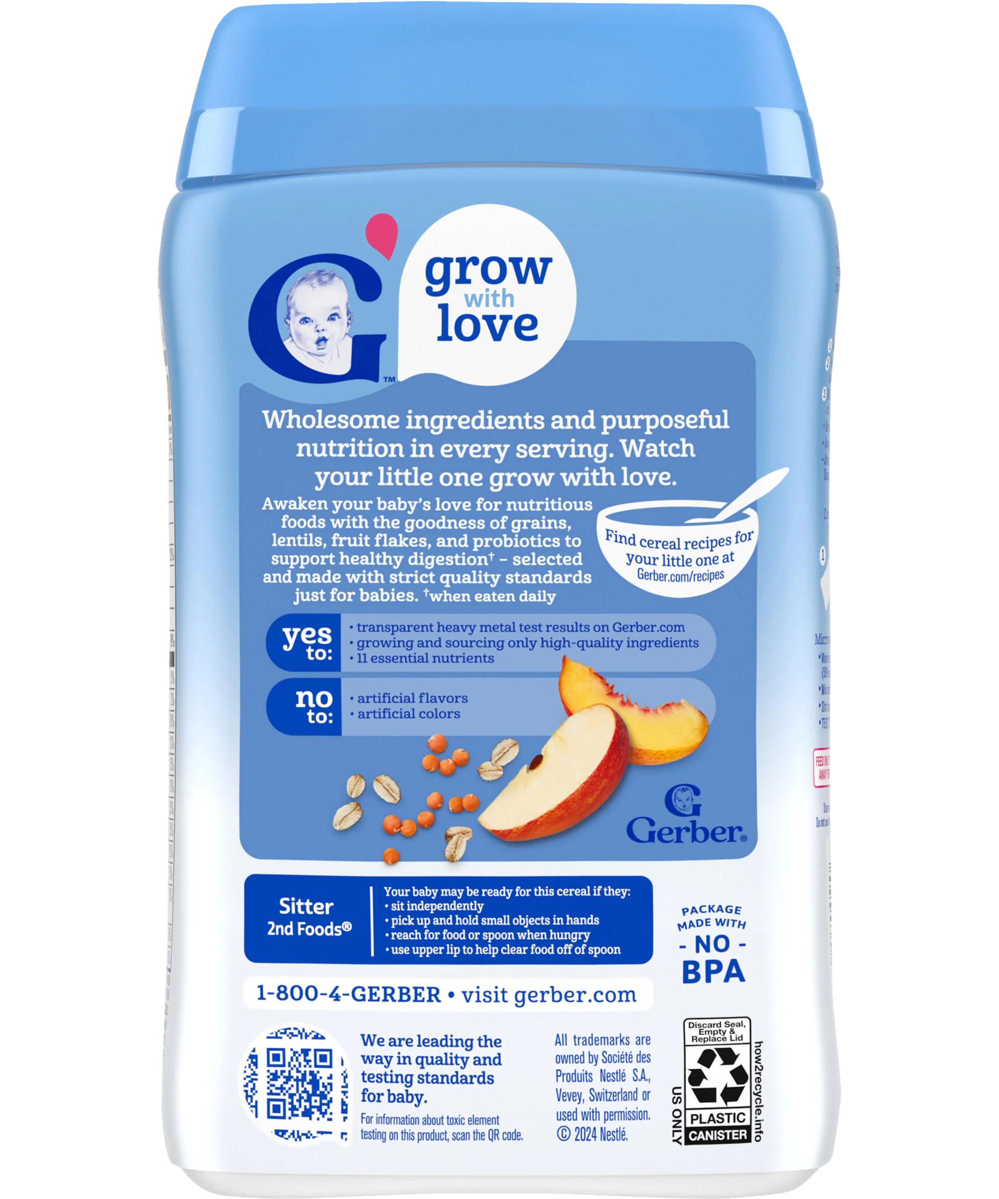 Gerber Probiotic Oatmeal, Lentil, Peach & Apples 227g