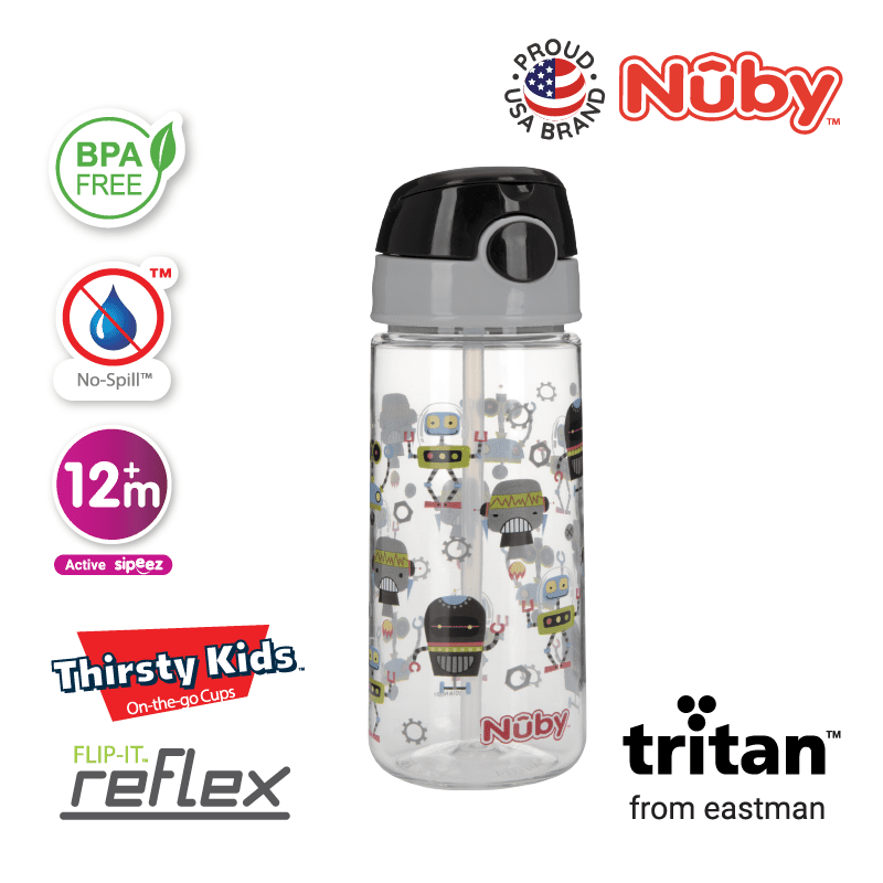 Nuby Printed Tritan Flip-it Active Bottle (18oz/532ml)