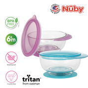 Nuby Tritan bowl with suction base and lid (Random Colour)