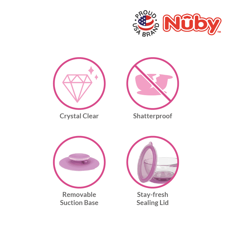 Nuby Tritan bowl with suction base and lid (Random Colour)
