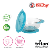 Nuby Tritan bowl with suction base and lid (Random Colour)