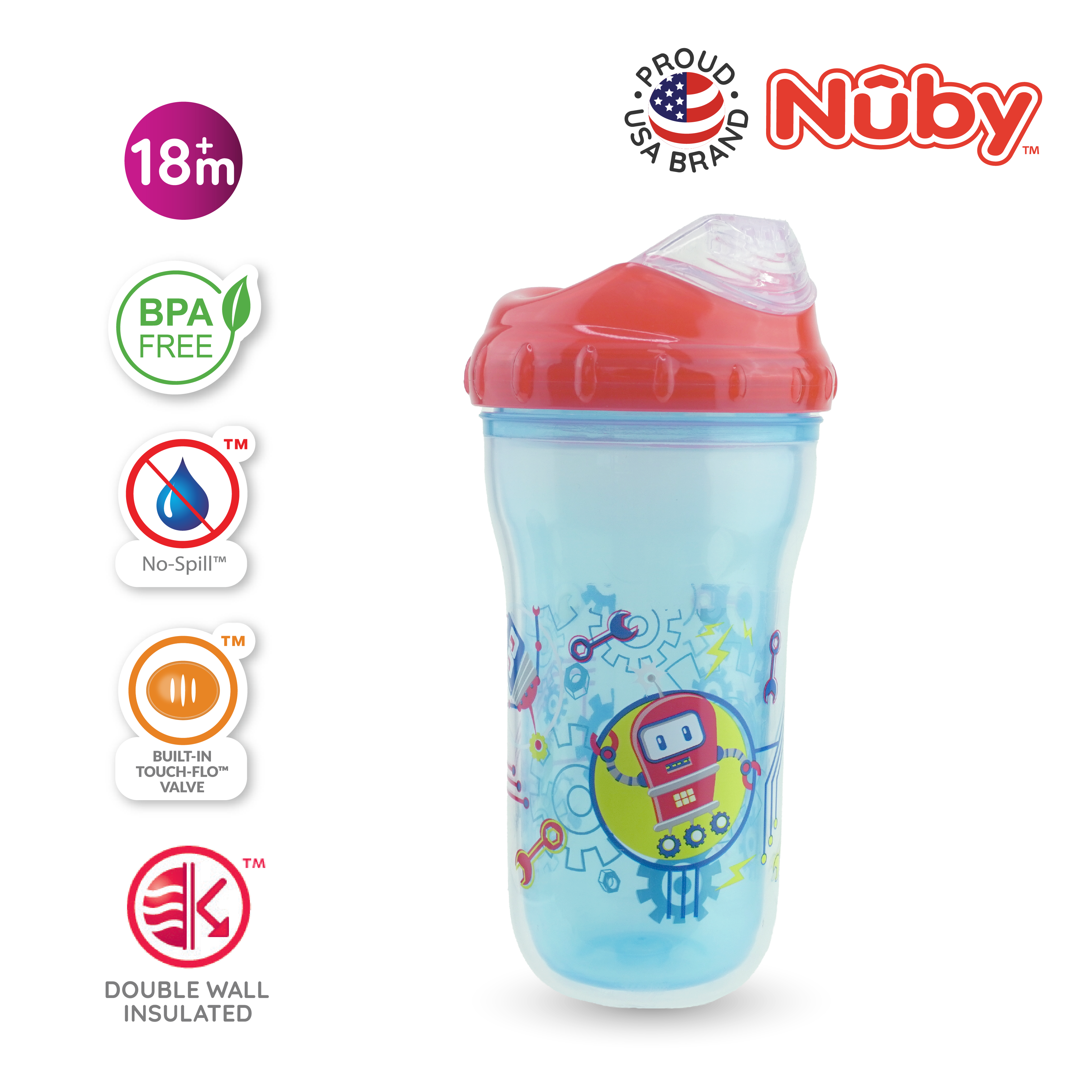 Nuby Insulated Cup WT New Sipper Top (1 Pack/9oz/270ml)