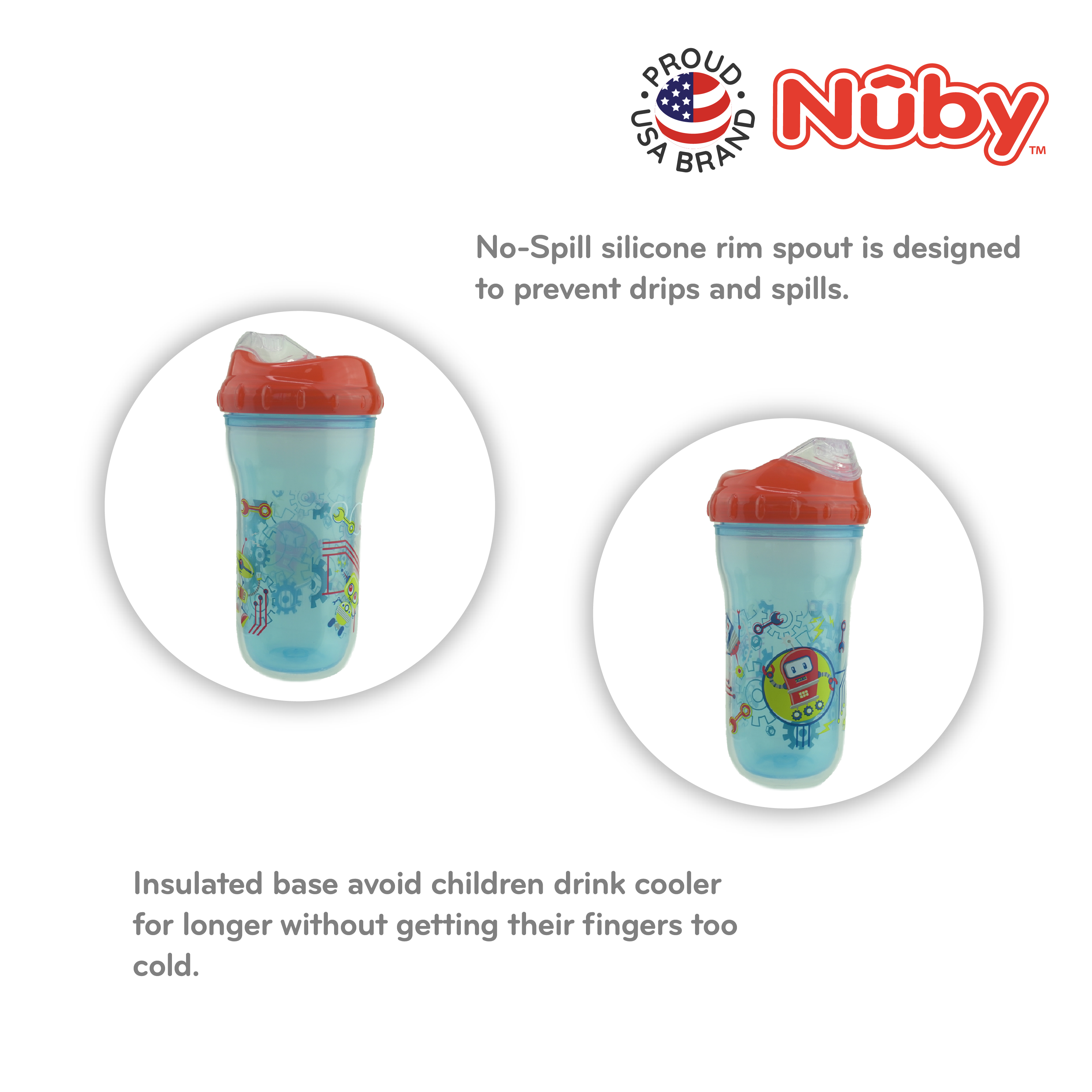 Nuby Insulated Cup WT New Sipper Top (1 Pack/9oz/270ml)